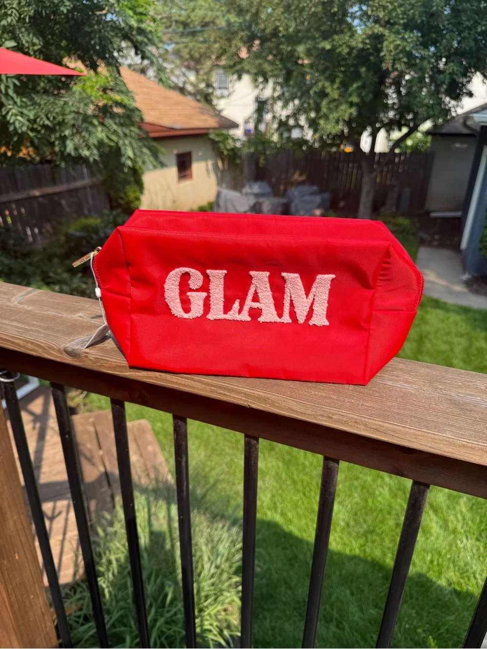 Shiraleah Red 'GLAM' Cosmetic Pouch
